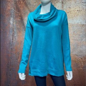 Turquoise cowl neck sweatshirt